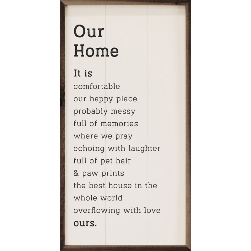 Our Home Défini en blanc, H 24 po x l 12 po x P 1 po