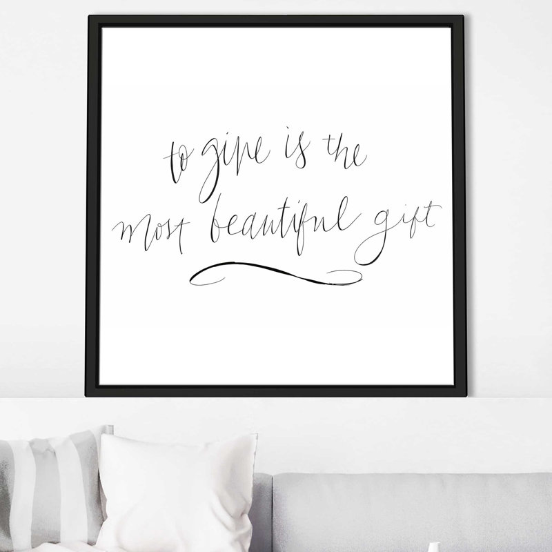 " Most Beautiful Gift " Textual Art Print, 27.5" H x 27.5" W x 2" D, Black Floater Frame