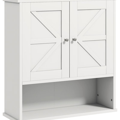 White Bathroom Cabinet - With Charm And Ample Storage Space Unit, Wall Mounted In With Adjustable Shelf System