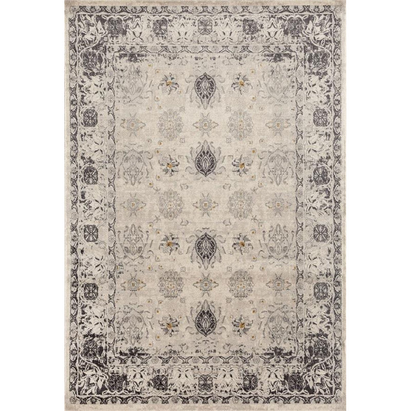 Tapis décoratif gris de style oriental Leroy, Rectangle 8 pi x 10 pi