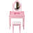 Pink Princess Vanity Desk Set With Mirror & Cushioned Stool, 4-Drawer Wooden Makeup Vanity Table For Girls' Bedroom, Dressing Table With Ample Storage-500634427