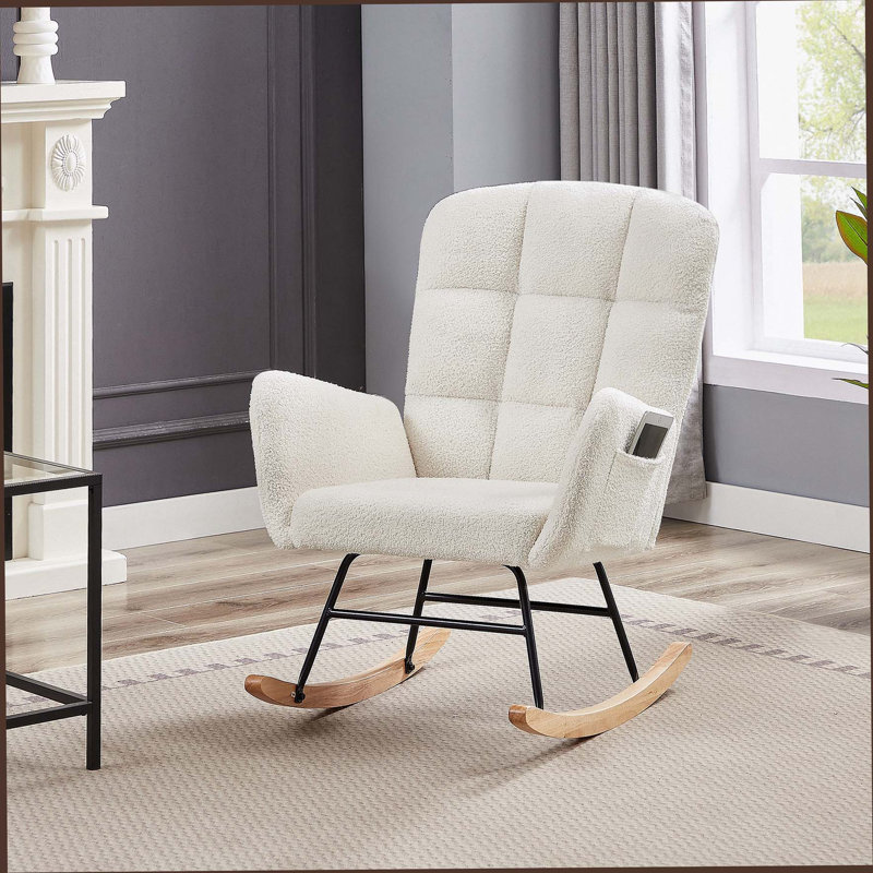 Cream White Teddy Rocking Armchair