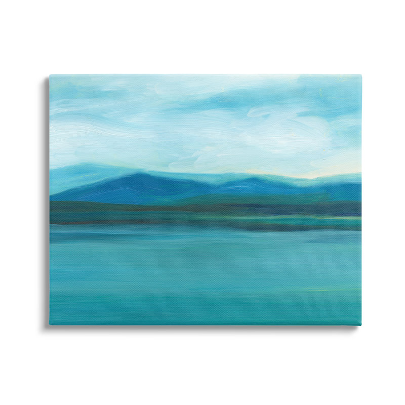 Art mural sur toile flottante, "Cloudy Blue Lake Mountain Scene" par Ethan Harper, H 16 po x l 20 po x P 1,5 po, Toile tendue