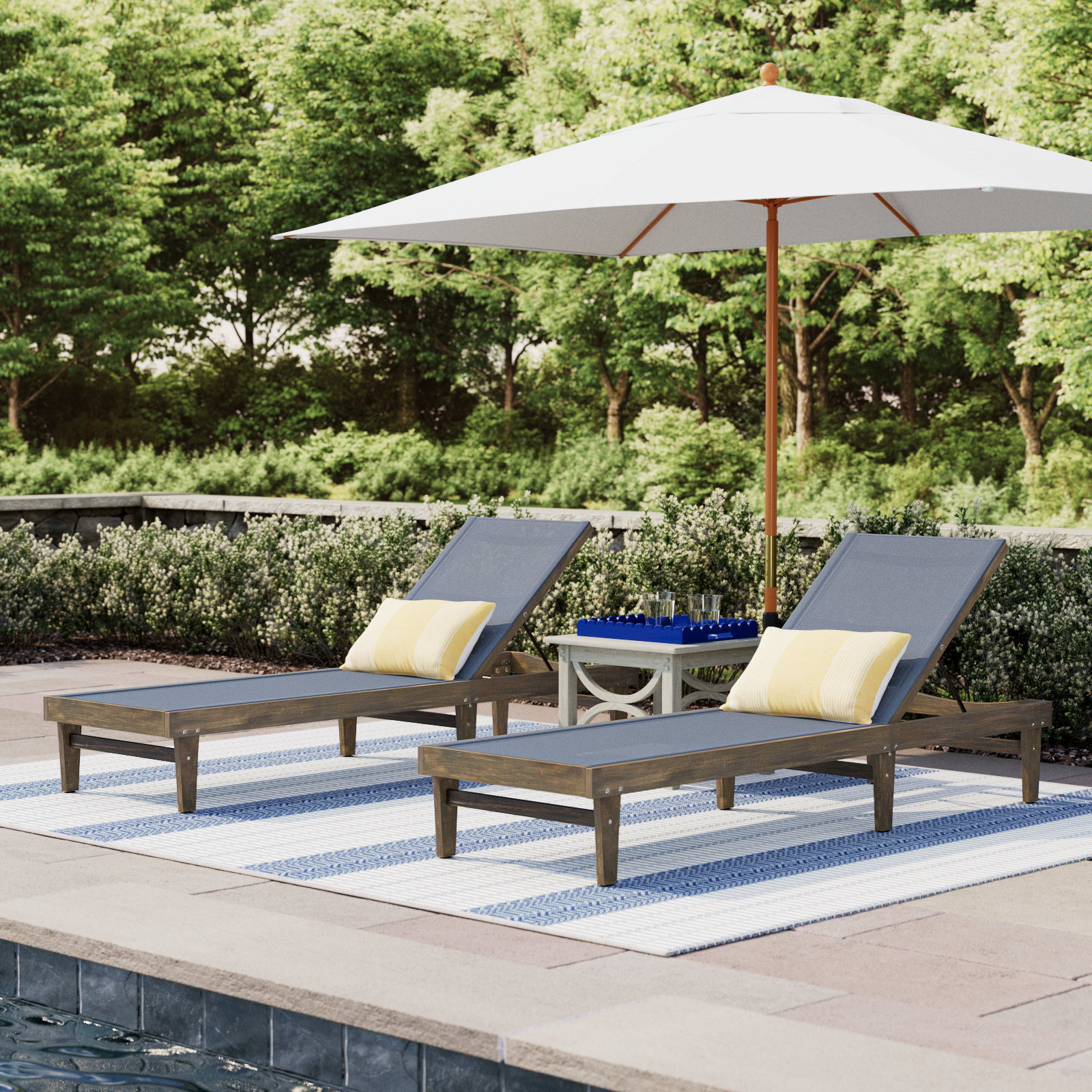 Scheiner 24" Acacia Patio Chaise Lounge Set, Gray