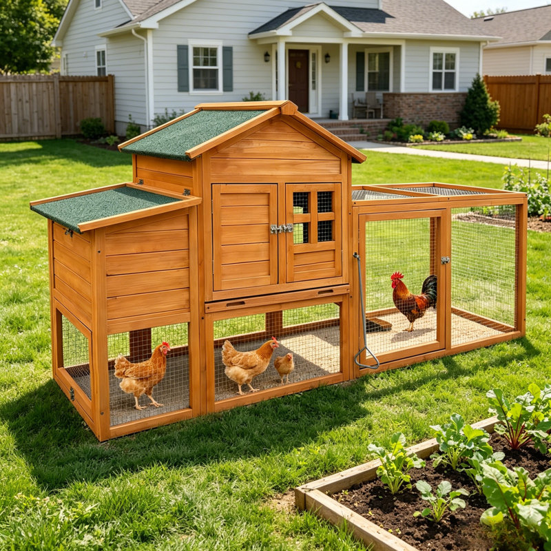 Poulailler 80 po en bois avec boîte de nidification, plateau amovible, poulailler pour 2 à 6 poulets