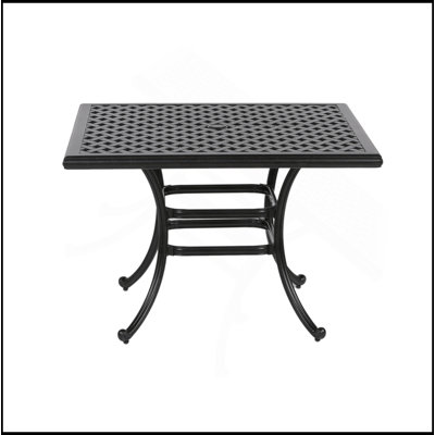 Table de salle à manger d'extérieur carrée de 44 pouces, fonte d'aluminium résistante aux intempéries, conception en treillis moderne pour patio et jardin