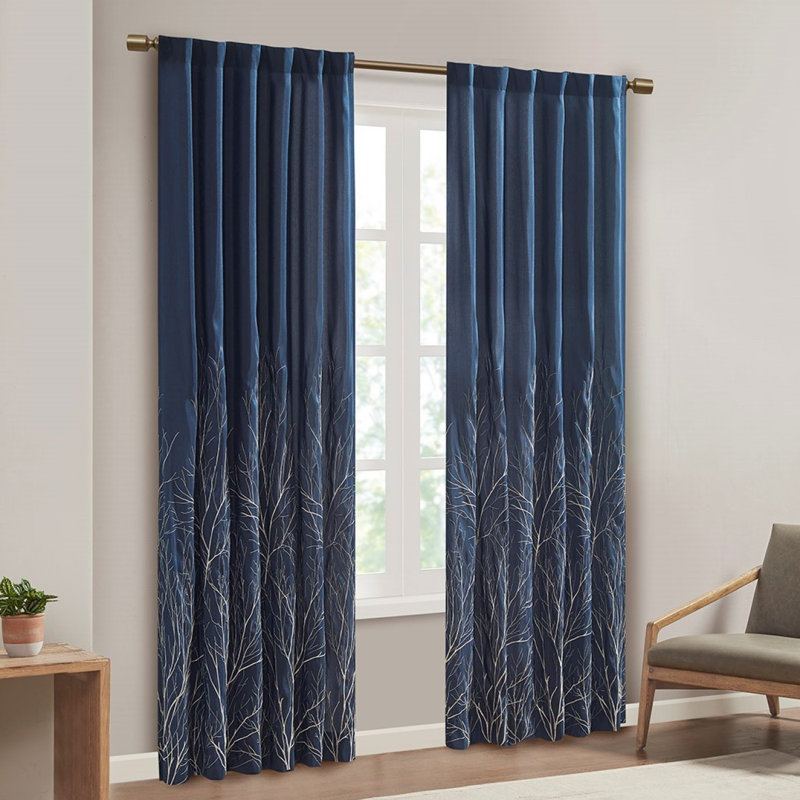 Curtain Panel(Only 1 Pc Panel), White/Blue