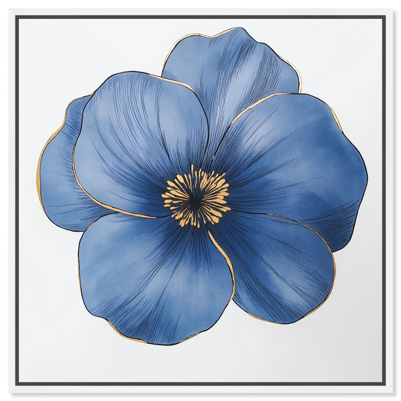 Décoration murale bleue sur toile Blue Brilliance II , H 13 po x l 13 po, Cadre flottant blanc