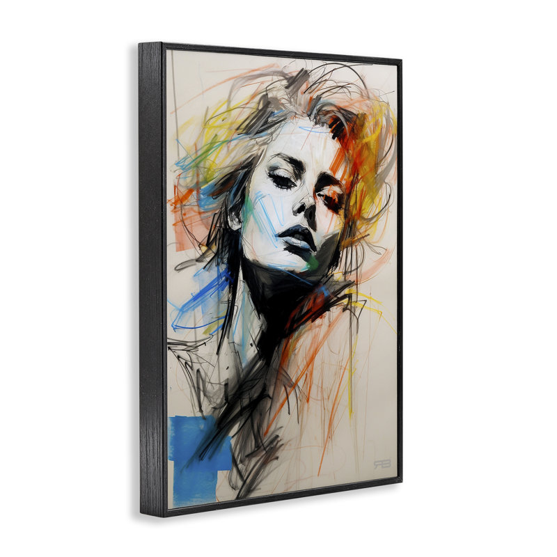 Esquisse chaotique, art giclée par Roozbeh Bahramali, H 18 po x l 12 po, Giclée encadrée noir minuit