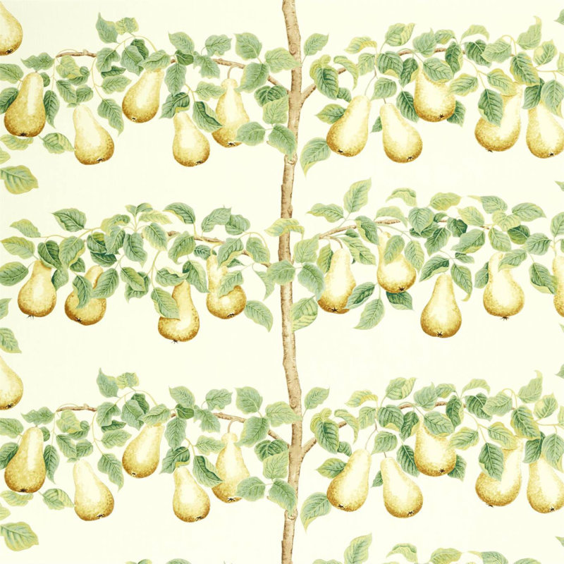 Perry Pears Fabric, Ochre/Leaf Green