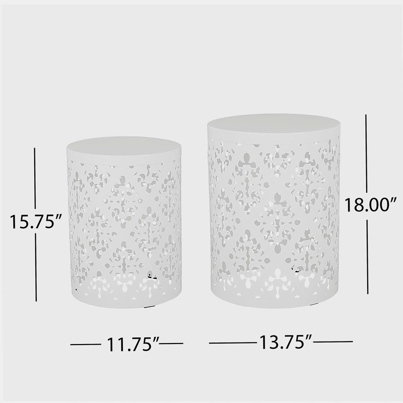 Table d'appoint à structure en métal, table d'appoint, extérieur, Blanc