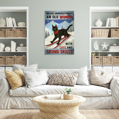 Chieko, une vieille femme avec des chats et des compétences en ski - 1 pièce, impression sur toile