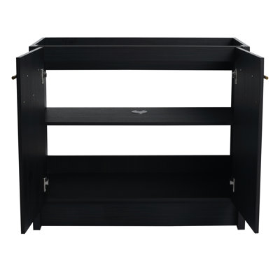 Armoire de salle de bain 36 po - Meuble-lavabo style châtaignier noir, aménagement simple