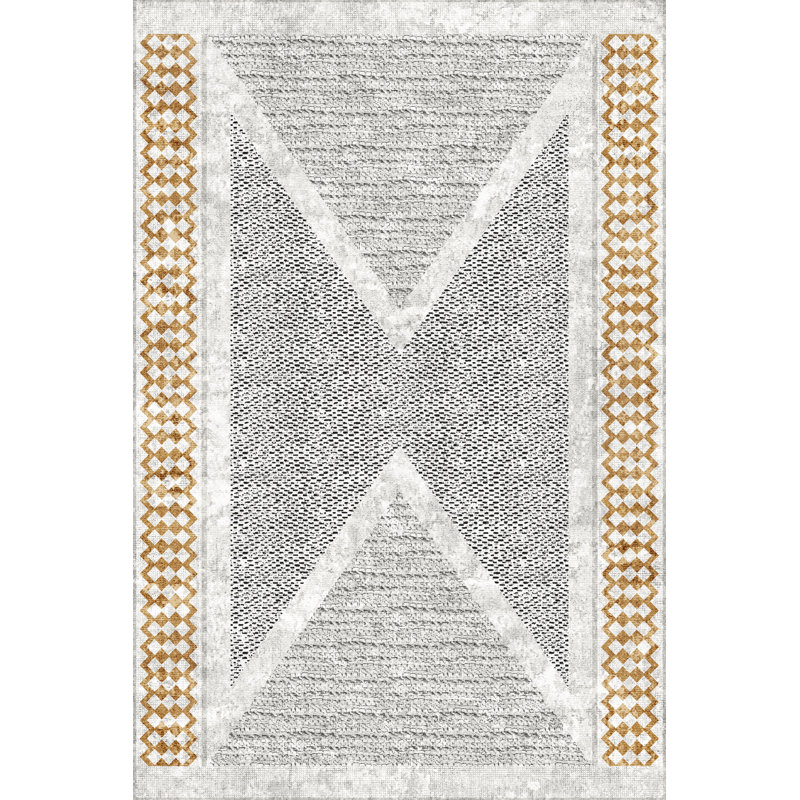 Tapis décoratif à motif géométrique en H gris-beige, Rectangle 3 pi 9,81 po x 4 pi 11,06 po