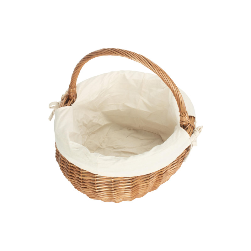 Wicker Lined Shopper Basket, Brown, 41cm H x 41cm W x 46.5cm D