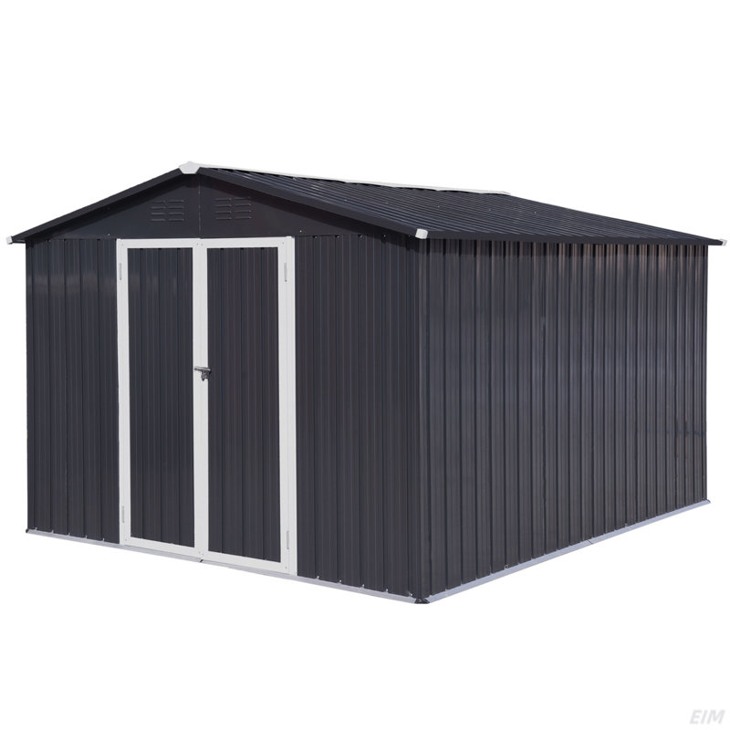 Metal Garden Sheds Outdoor Storage Sheds, Dark Gray, 75.2" H x 102.4" W x 123.2" D