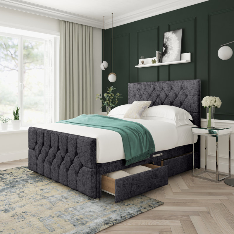 Upholstered Bed, Black, Super King (6')