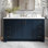 Freitas 60'' Solid Wood Single Bathroom Vanity in Midnight Blue with 1.5'' Carrara White Quartz Top, Center, Rectangle Sink