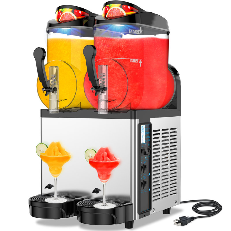 Commercial Slushy Machine 12X2 - Machine à boissons glacées et machine à margarita en acier inoxydable pour cocktails, jus et boissons alcoolisées
