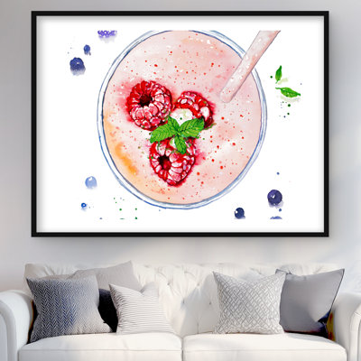 Strawberry & Raspberry Smoothie Print | Red Framed Decor
