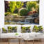 Tapisserie paysage vert lac et plantes-28491552