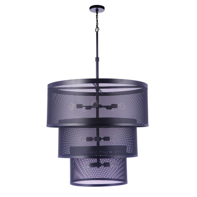 Mesh 12 - Light Matte Black Drum Pendant