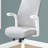 Gray Mesh White Metal Office Chair, Adjustable Height, Swivel, Ergonomic, Armrests, Computer Desk Work, Contemporary Modern