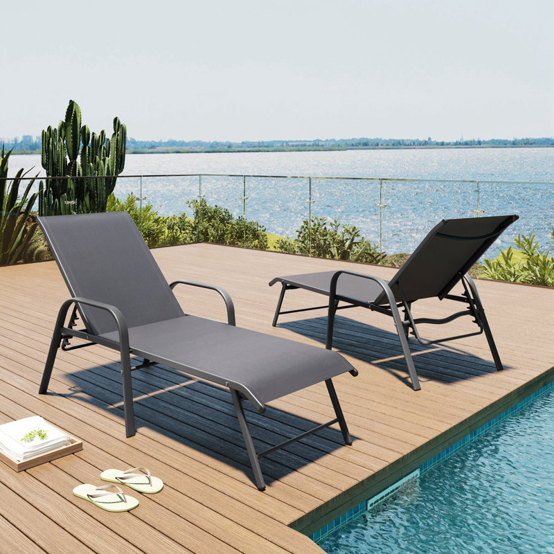 Chaise longue d'extérieur en aluminium Guyden, Gris