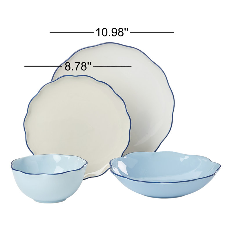 Garden Party 16-Piece Dinnerware Set, Blue