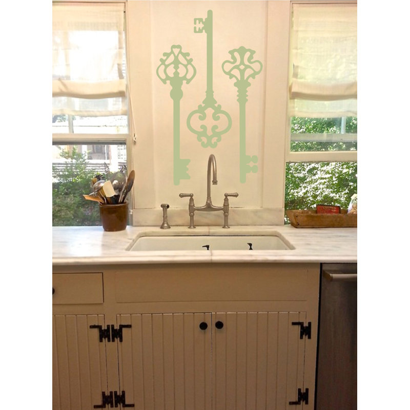 Décalcomanie murale clés squelettes, H 22 po x l 21 po x P 0,01 po, Céladon