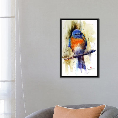 «Bird on the Sprig», peinture sur toile tendue