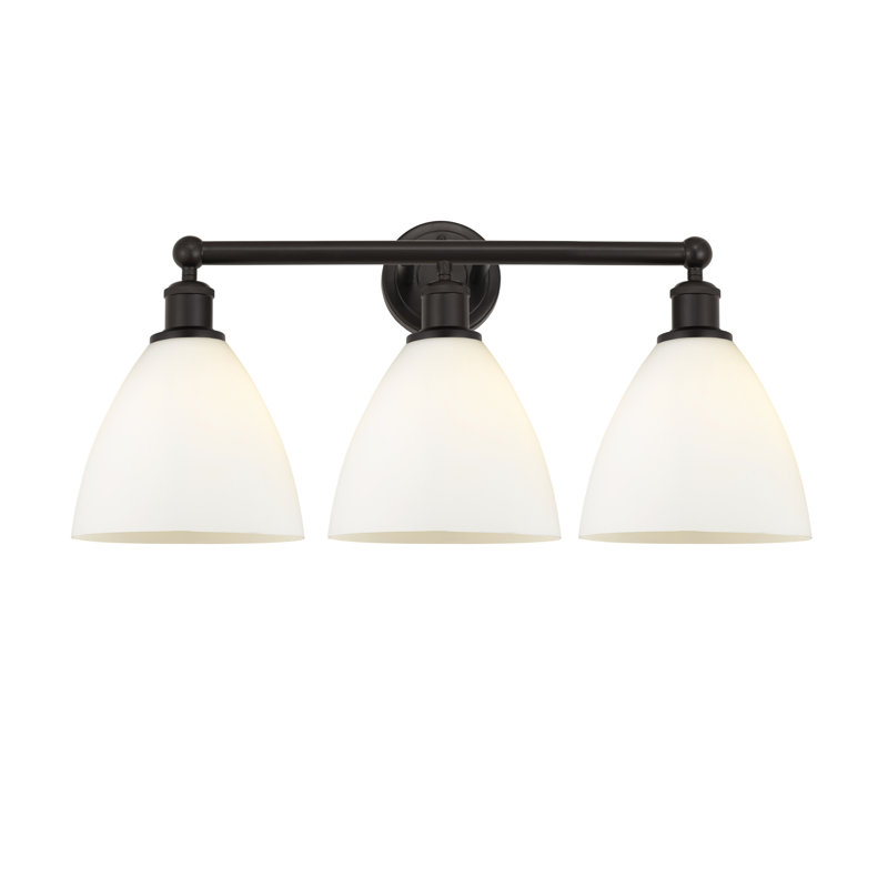 Éclairage pour meuble-lavabo de salle de bain 3 lumières 25,5 pouces Amane, Blanc mat, Bronze huilé