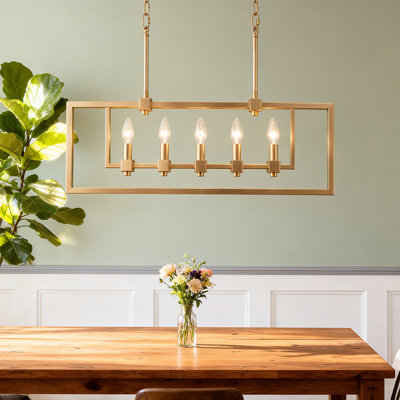 5-Light Rose Gold Kitchen Island Linear Pendant