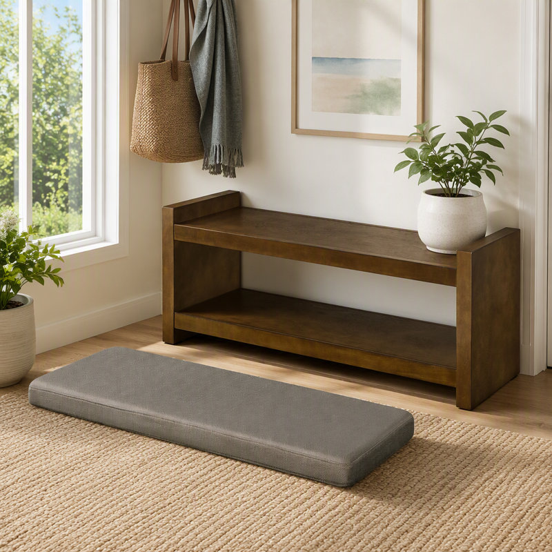 Banc d'appoint avec tablette inférieure et coussin amovible, Granite