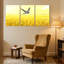 «Birds Golden Field with Flying Bird», ensemble de 3 impressions sur toile-1054453182