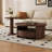 Modern Farmhouse Round Coffee Table Set of 2 - Solid Wood Nesting Tables with Hidden Storage, Expandable Rustic Chic Living Room Décor