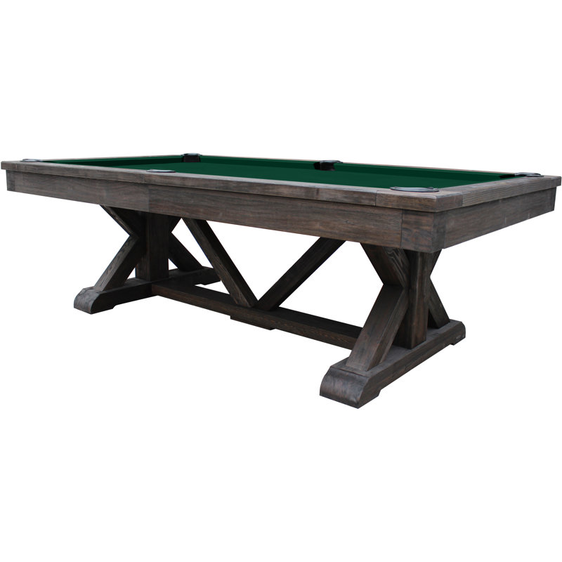 Playcraft Brazos River 8' Slate Pool Table With Dining Top & Benches/Professional Installation Included, Weathered Black