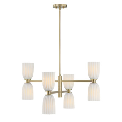 Lustre 8 lumières Aldegonde en laiton noble