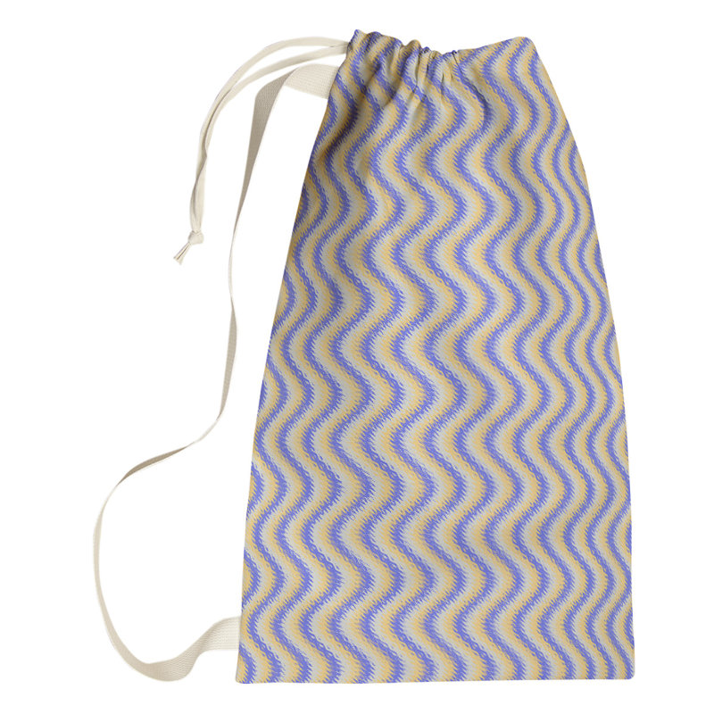 Sac à linge à rayures ondulées pastel, Grand (H 76,5 po x l 29,5 po x P 1,5 po), Jaune