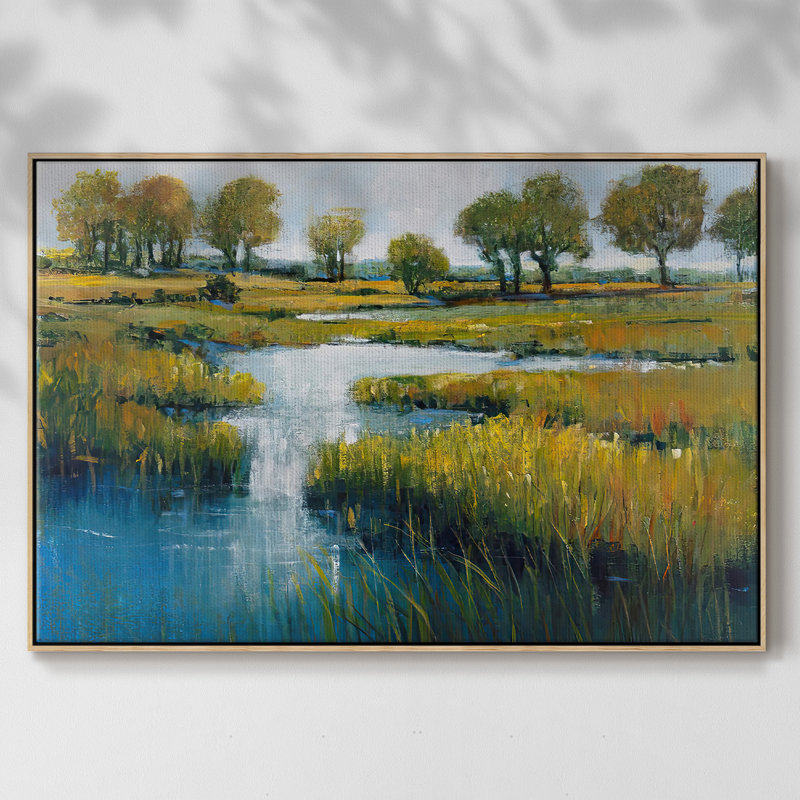 " Marshland View III ", 25" H x 37" W x 2" D, Natural