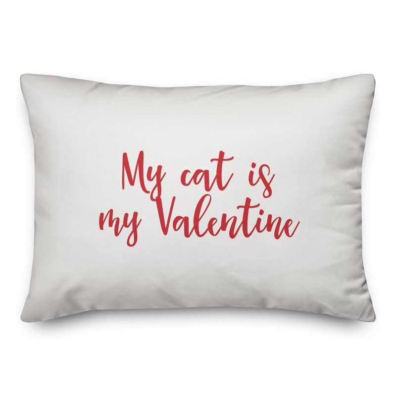  Coussin My Cat Is My Valentine, Rouge / Blanc