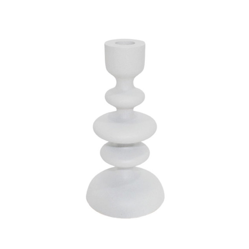 Porte-bougie en aluminium Giedre, Blanc, H 8 po x l 4 po x P 4 po