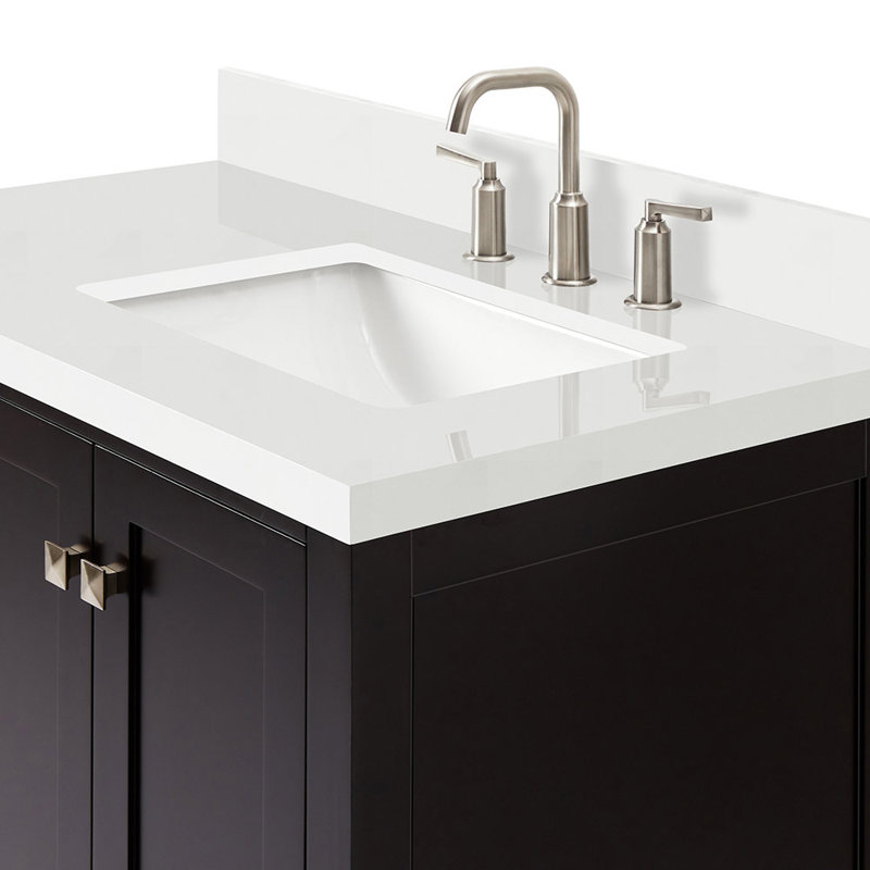 Cambridge 37'' W Single Vanity, Espresso, Brushed Nickel, Pure White Quartz