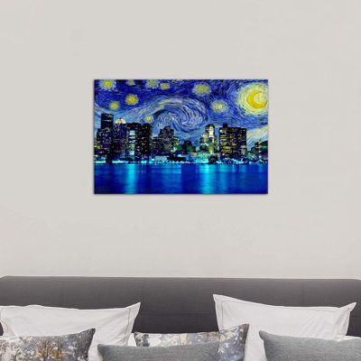 Boston, Massachusetts, nuit étoilée, impression d'art graphique