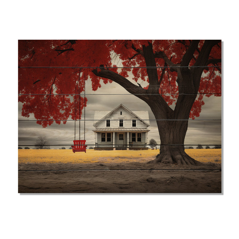 " Farmhouse Red And Grey Harmony III ", 24" H x 32" W x 0.78" D