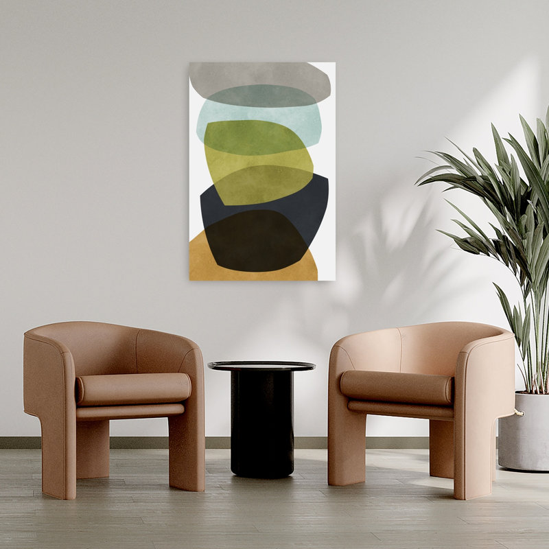 «Stacked Organic Forms Abstract», impression murale minimaliste contemporaine, 36" H x 24" W