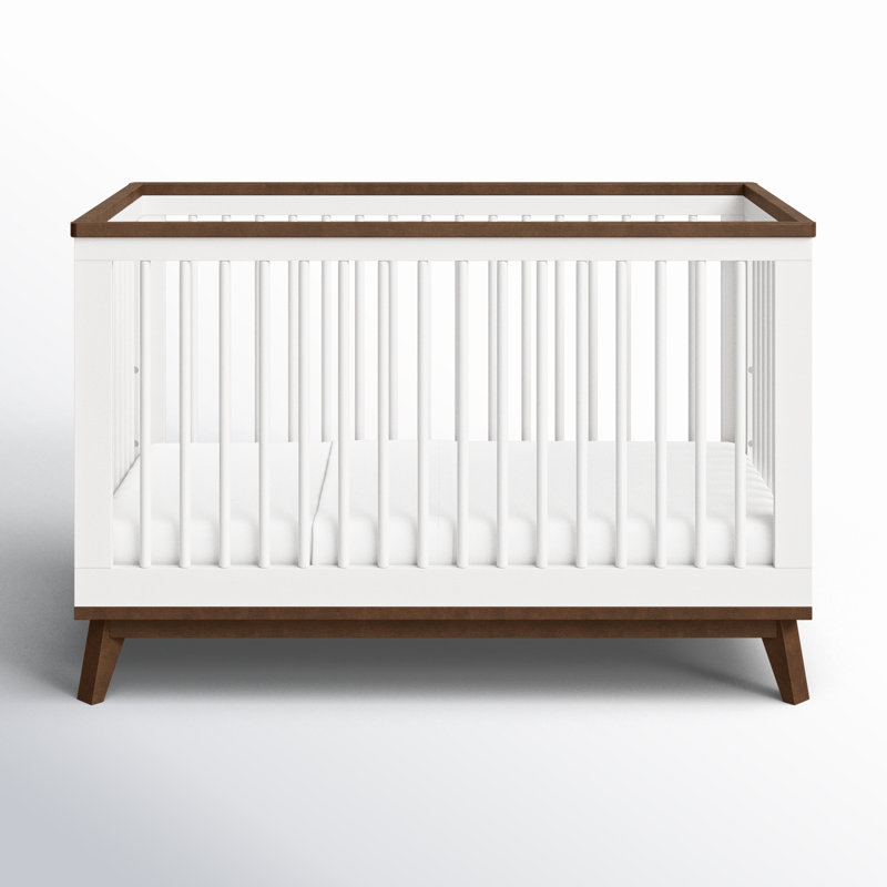 Scoot 3-in-1 Convertible Crib, White/Walnut