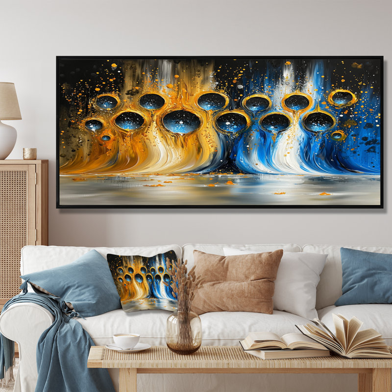 Jeu optique - Art mural, H 28 po x l 60 po, Cadre flottant, Noir, noir, noir, noir