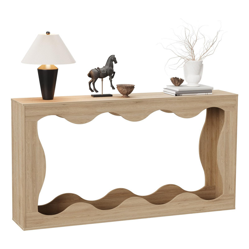 Console 63 po pour hall d'entrée, canapé derrière, couloir, salon, conception festonnée, Naturel