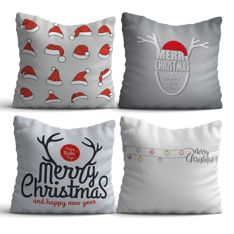 Ensemble de coussins de qualité supérieure (4 pièces), 17,0 x 17,0 pouces, 50% coton / 50% polyester | Lavable à la machine, impression numérique | Doux et durable, parfait pour le salon, le patio et la chambre à coucher